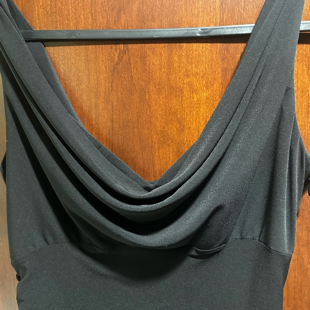 White House Black Market Black Draped Side Ruching Midi Dress - Picture 5 of 9